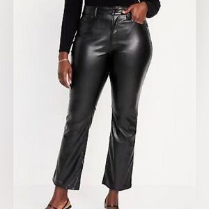 Old Navy Black Faux Leather High-Rise Bootcut Ankle Pants